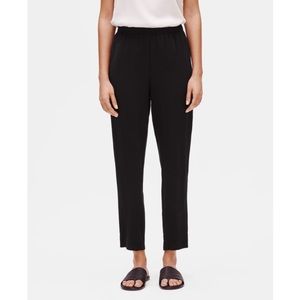 Eileen Fisher Petite Silk Georgette Slouchy Ankle Pants - Black, PM